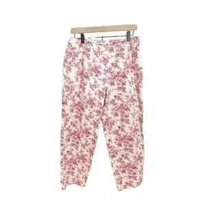 Liz Claiborne Sport Floral Red & White Cropped Capri Pants Size 12